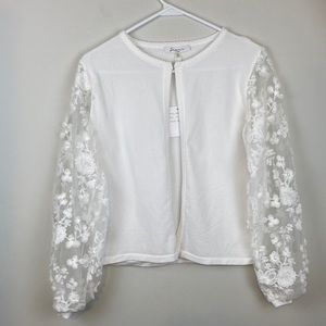 NWT Sweater with Floral Lace Sleeves